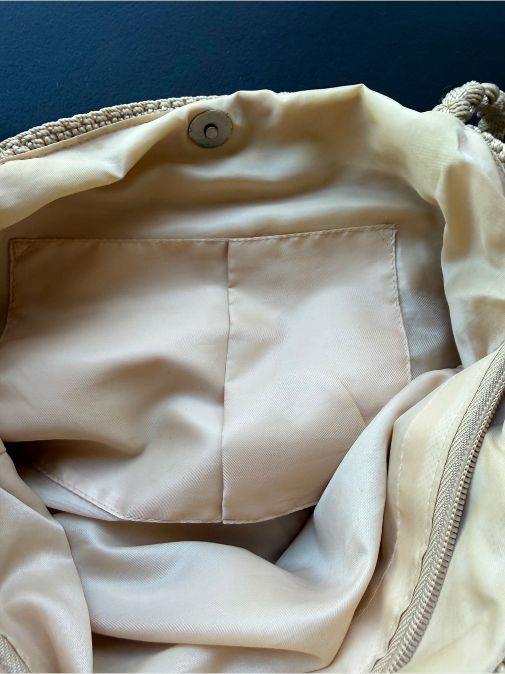 Croft & Barrow Neutral Tan Woven Crochet Shoulder Bag Boho Summer Beach Vacation - Picture 7 of 9